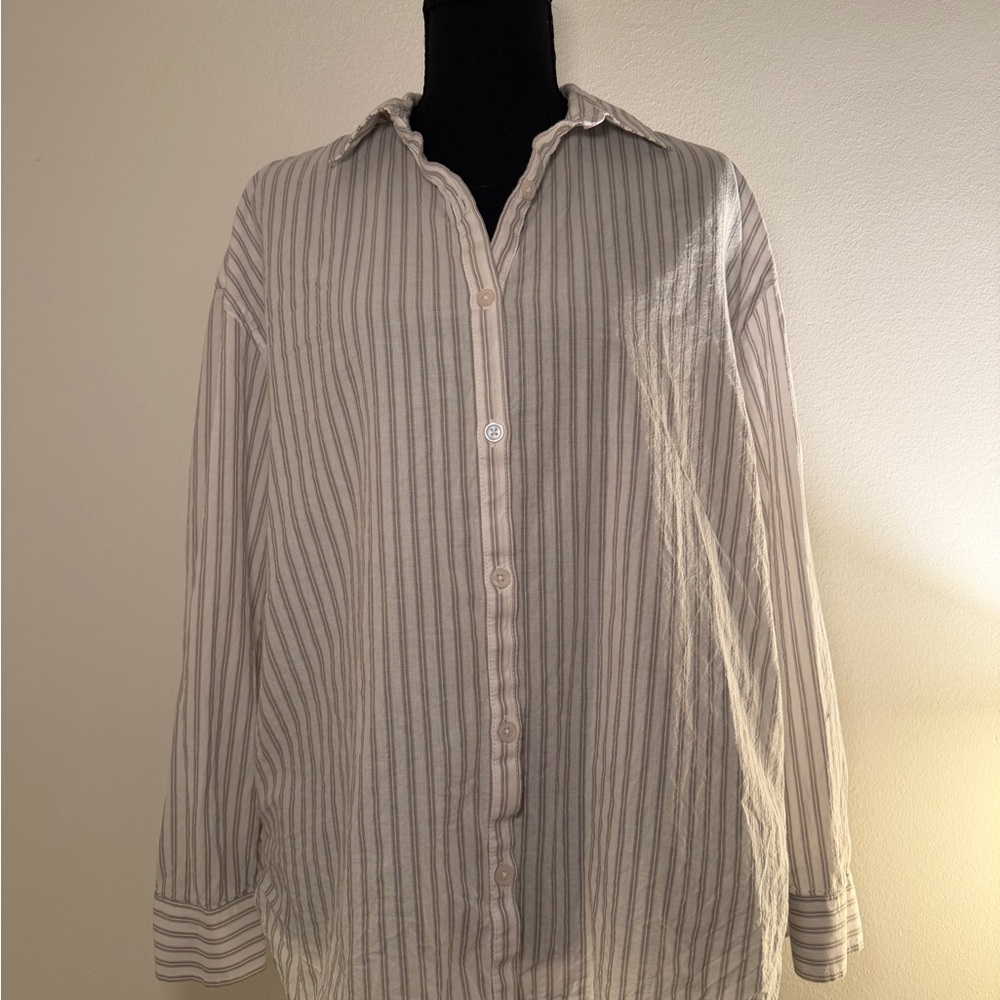 Tuckernuck Beige and White Striped Shirt